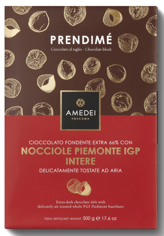 Světová TOP Čokoláda - Obří 66% Prendimé hořká s lískovými ořechy - Amedei 500g