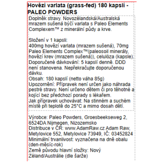 Hovězí varlata (grass-fed) 180 kapslí - PALEO POWDERS