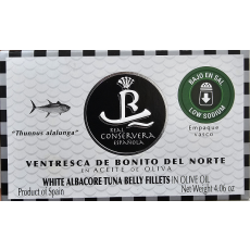 Bílý tuňák Albacore LOW SODIUM (100% břišní část v olivovém oleji) - Realconservera 115g