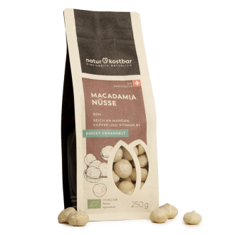 BIO RAW Vysokohorské makadamové ořechy Naturkostbar (Swiss) 250g (CZ-BIO-002)