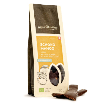 BIO RAW vysokohorské mango v čokoládě Naturkostbar (Swiss) 150g (CZ-BIO-002)