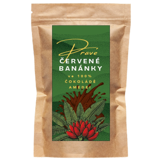 Pravé červené banánky ve 100% čokoládě AMEDEI (bez přísad) Indie 130g/1300g