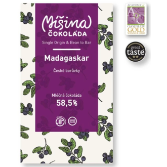58,5% Tmavá mléčná s českými borůvkami (Madagaskar) Míšina č. 50g