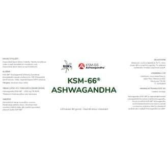Raw’s Ashwagandha KSM-66 (Ašvaganda - Vitánie snodárná) 120 kapslí (60g)
