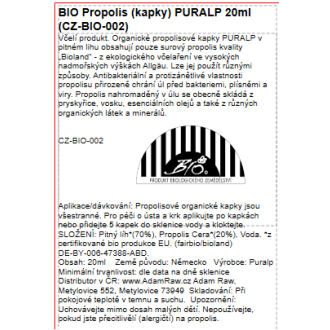 BIO Propolis (kapky) PURALP 20ml (CZ-BIO-002)