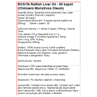 ROSITA Ratfish Liver Oil (Viking Chimaera Monstrosa Oleum) - 90 kapslí