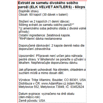 Extrakt ze sametu divokého sobího paroží (ELK VELVET ANTLERS) - 60 kapslí