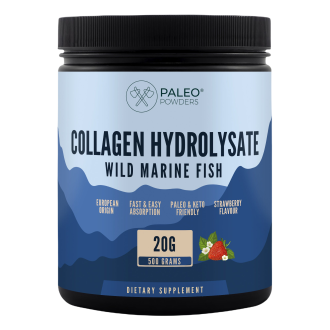 Kolagen z divokých ryb 500g (natural jahoda + vit.C) - Paleo Powders