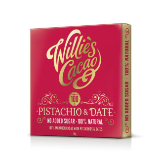 100% Willie’s Cacao + Pistácie a datle (bez přidaného cukru) 50g