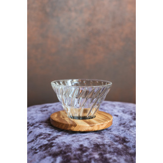 Hario V60 Skleněný dripper 02 - olivové dřevo