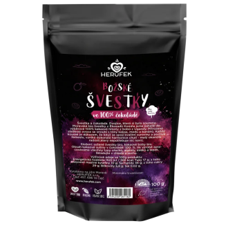 BIO švestky ve 100% čokoládě HERUFEK (bez přísad) Uganda 100g (CZ-BIO-002)
