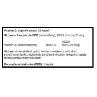 Liposomální vitamín D3 1000IU - 30 kapslí